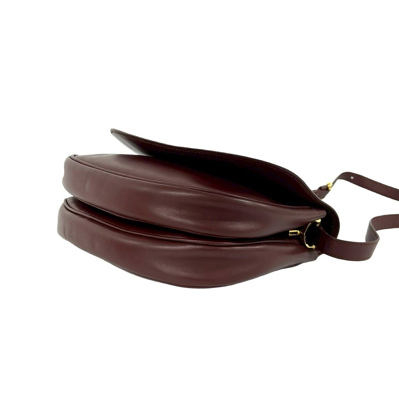 Cartier Vintage Must Line Leather Shoulder Bag Pochette Crossbody Wine — view 8