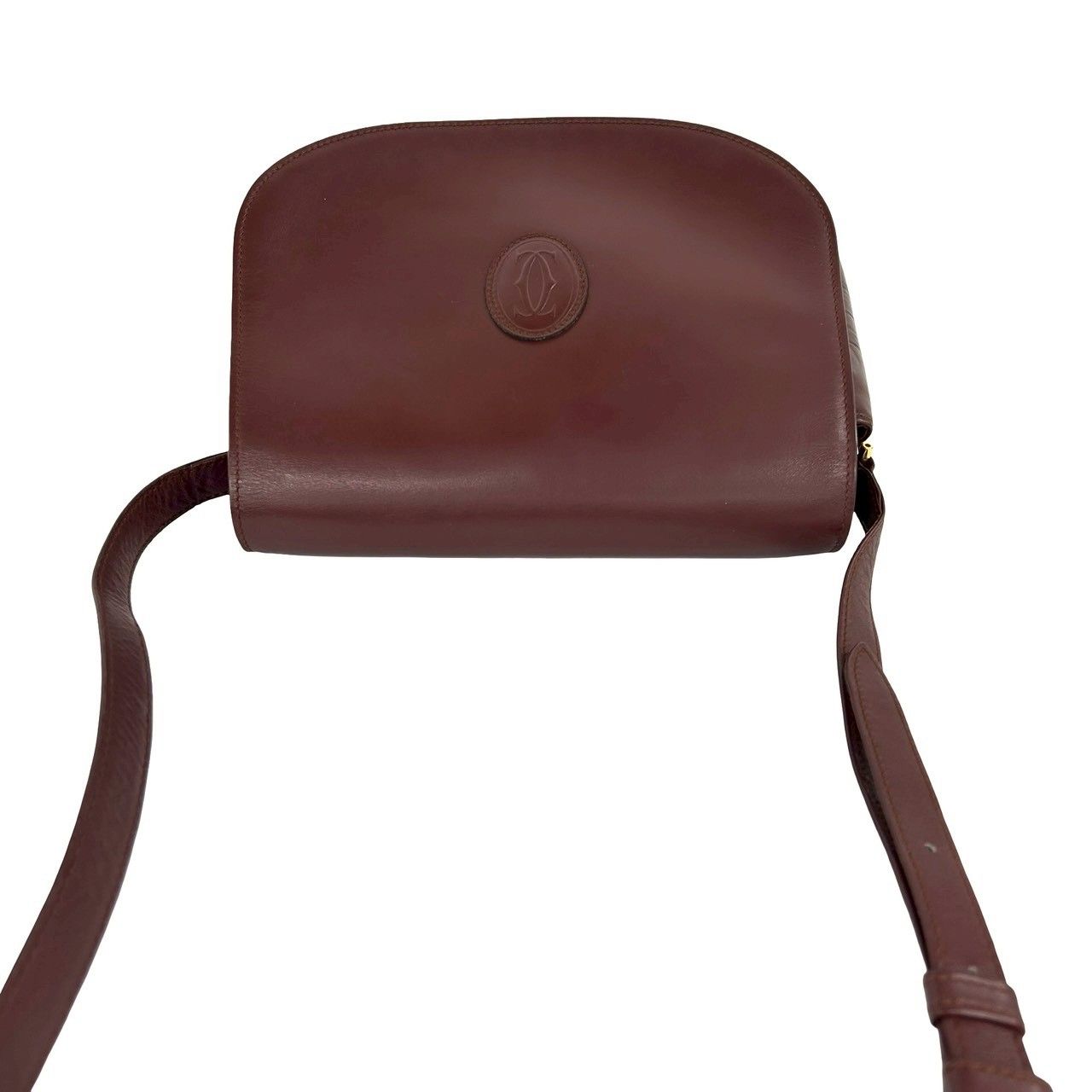 Cartier Vintage Must Line Leather Shoulder Bag Pochette Crossbody Wine — view 4
