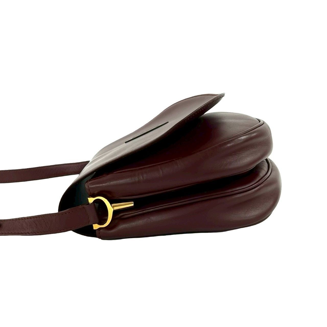 Cartier Vintage Must Line Leather Shoulder Bag Pochette Crossbody Wine — view 5