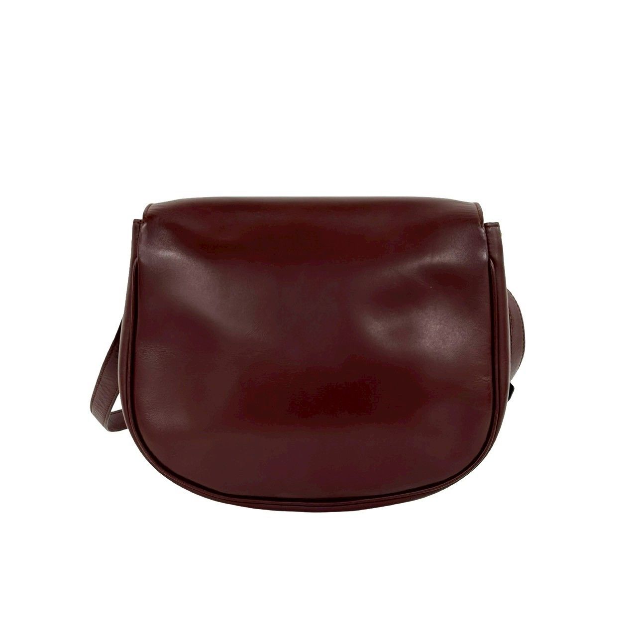 Cartier Vintage Must Line Leather Shoulder Bag Pochette Crossbody Wine — view 3