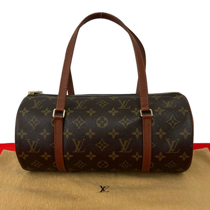 Louis Vuitton Vintage Papillon 30 Monogram Leather Boston Bag Brown