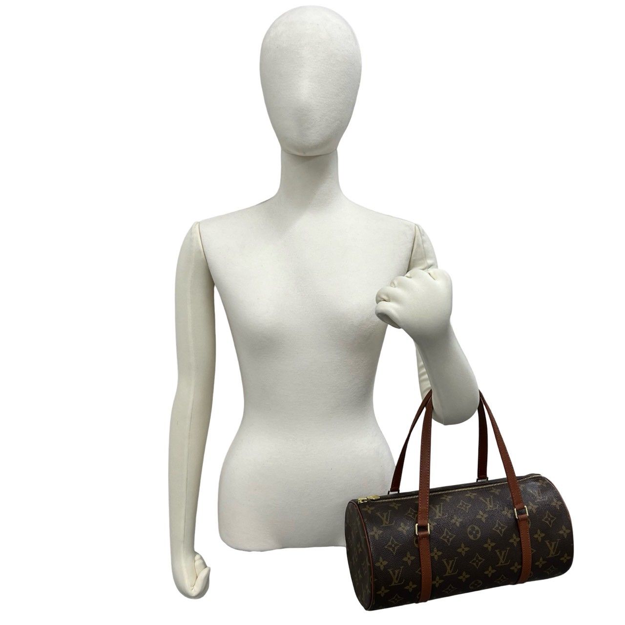 Louis Vuitton Vintage Papillon 30 Monogram Leather Boston Bag Brown — view 2