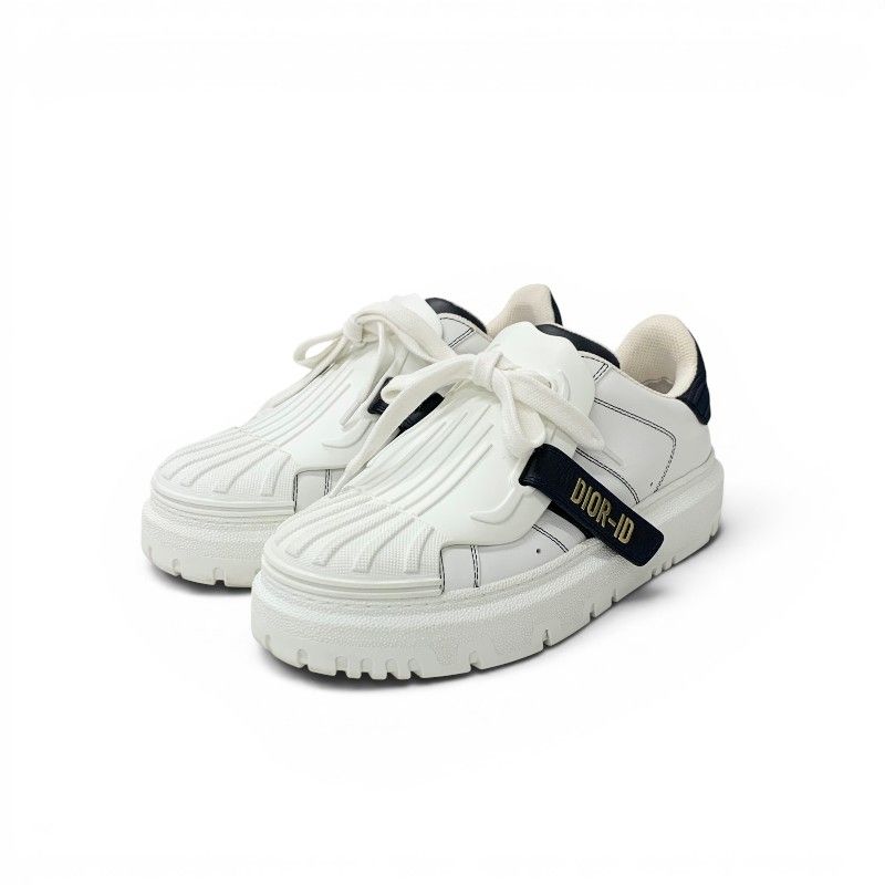 Dior Id Sneakers Leather Rubber White Black Logo Velcro