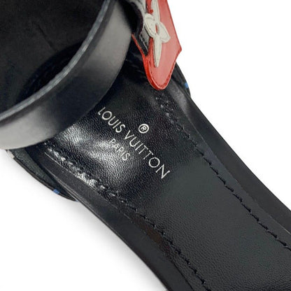 Louis Vuitton Silhouette Line Monogram Sandals Shoes Leather Black Multicolor — view 7