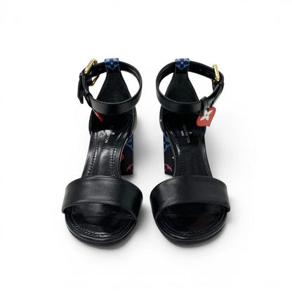 Louis Vuitton Silhouette Line Monogram Sandals Shoes Leather Black Multicolor — view 2