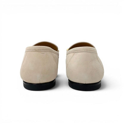 Hermes Colette Loafers Leather Shoes Suede Pink Beige Gold Roulis Buckle — view 5