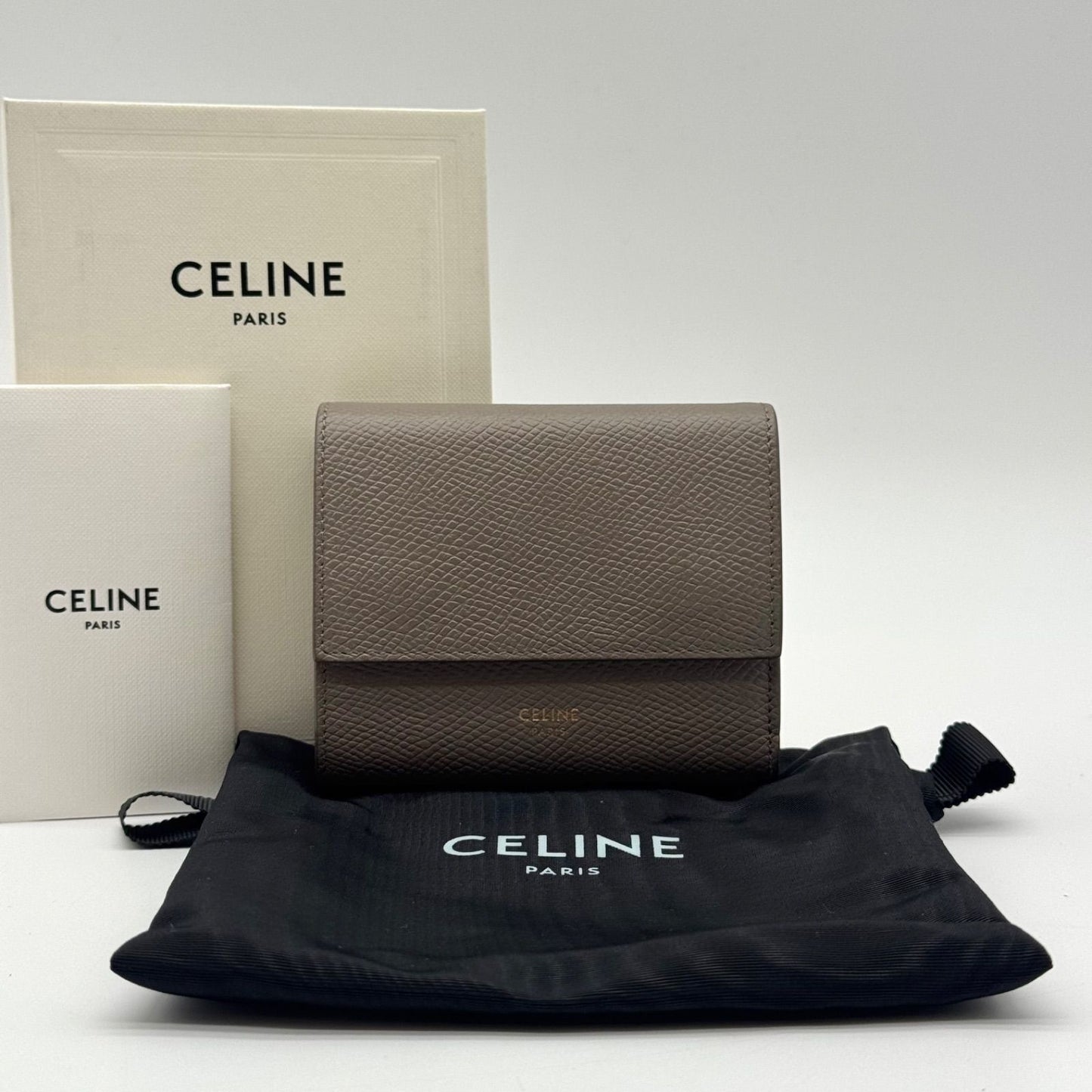 Celine Wallet Small Trifold Gray Leather