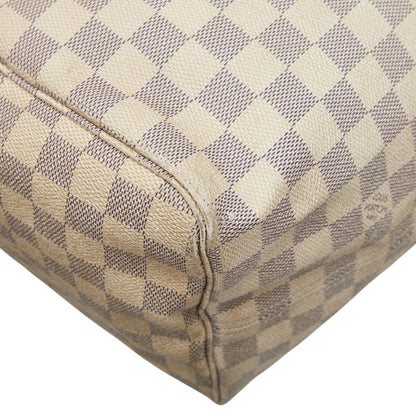 Louis Vuitton Damier Azur Neverfull GM Shoulder Bag Tote White Brown Leather — view 4