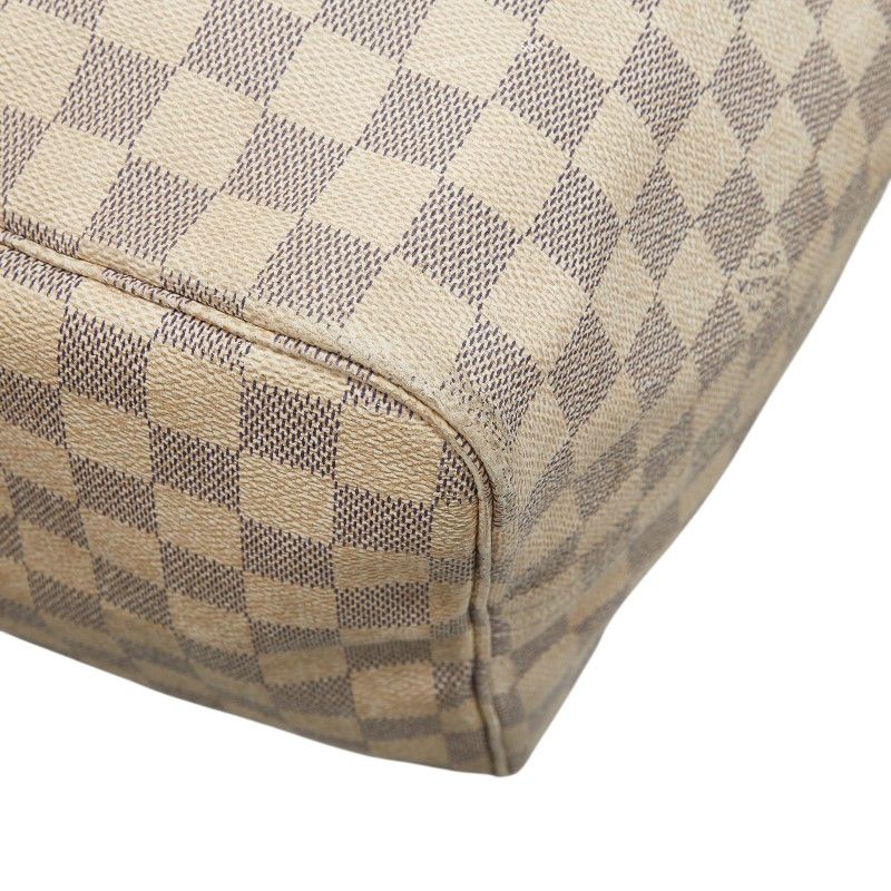 Louis Vuitton Damier Azur Neverfull GM Shoulder Bag Tote White Brown Leather — view 6