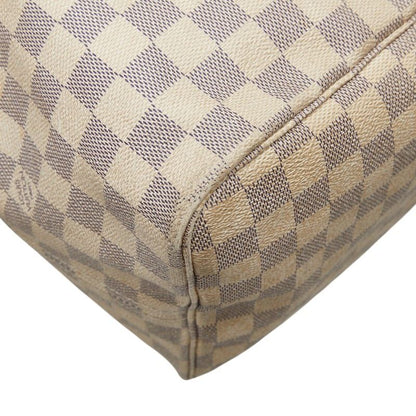Louis Vuitton Damier Azur Neverfull GM Shoulder Bag Tote White Brown Leather — view 5
