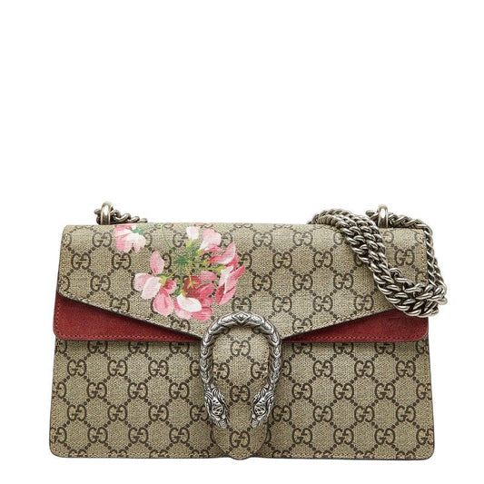 Gucci GG Supreme Blue Mus Dionysus Chain Shoulder Bag Beige Red Suede