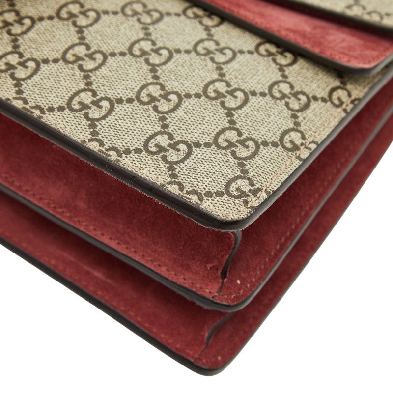 Gucci GG Supreme Blue Mus Dionysus Chain Shoulder Bag Beige Red Suede — view 4