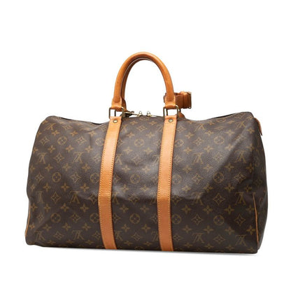 Louis Vuitton Monogram Keepall 45 Boston Bag Brown Leather — view 2