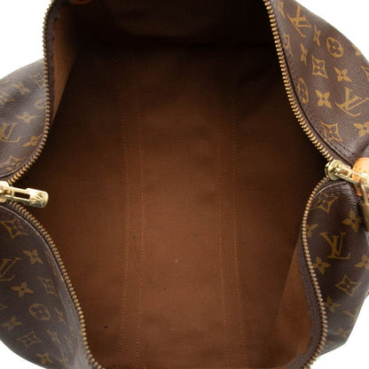 Louis Vuitton Monogram Keepall 45 Boston Bag Brown Leather — view 5