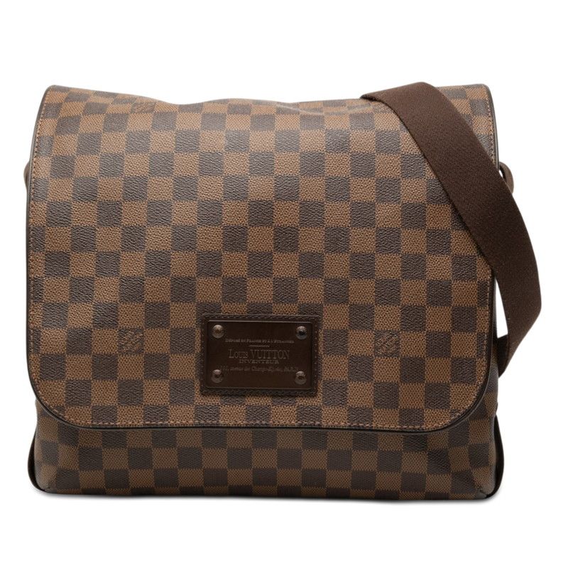 Louis Vuitton Damier Brooklyn MM Crossbody Shoulder Bag Brown Leather