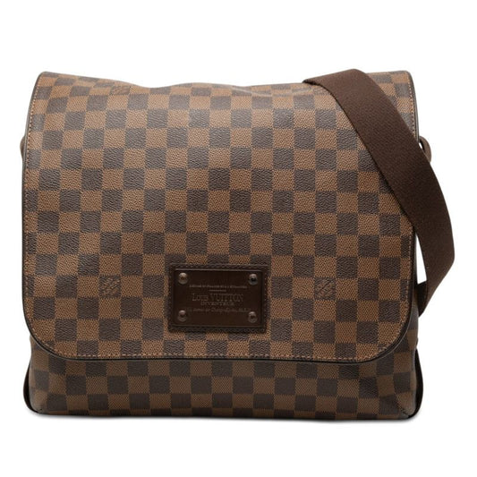 Louis Vuitton Damier Brooklyn MM Crossbody Shoulder Bag Brown Leather