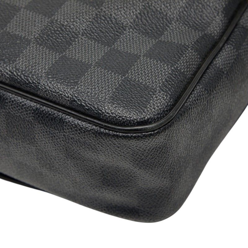 Louis Vuitton Damier Graphite Daniel MM Shoulder Bag Black Leather — view 6