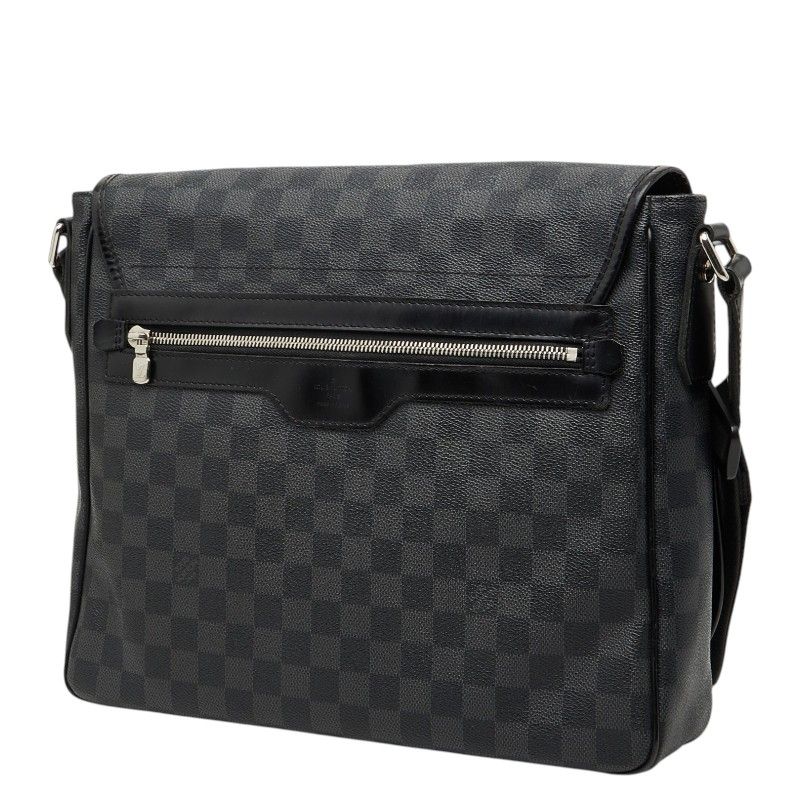 Louis Vuitton Damier Graphite Daniel MM Shoulder Bag Black Leather — view 2