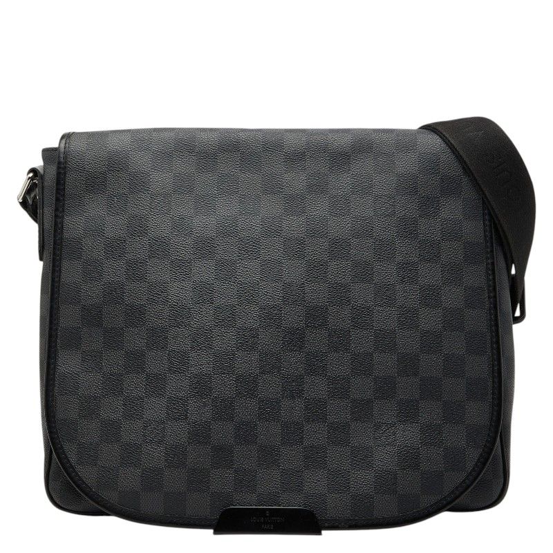 Louis Vuitton Damier Graphite Daniel MM Shoulder Bag Black Leather