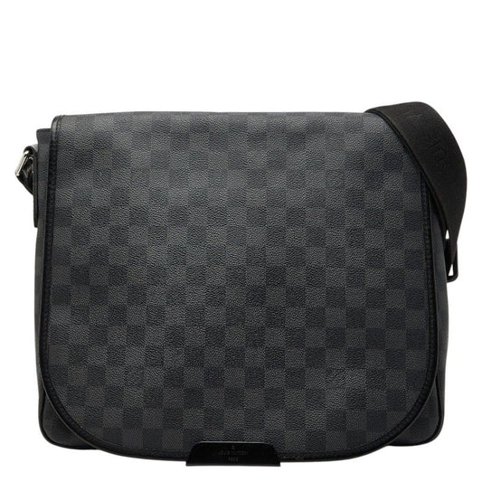 Louis Vuitton Damier Graphite Daniel MM Shoulder Bag Black Leather