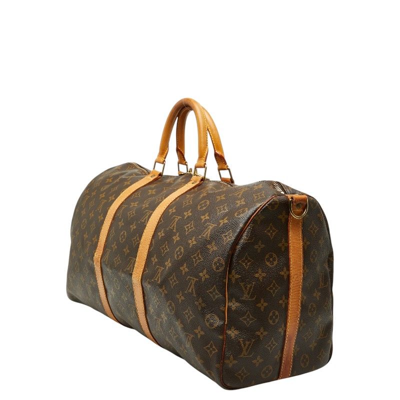 Louis Vuitton Monogram Keepall Bandouliere 60 Boston Bag 2-Way Brown Leather — view 2