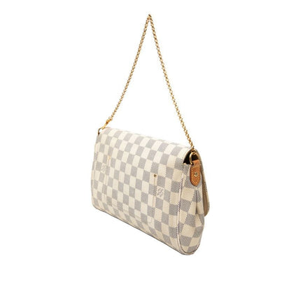 Louis Vuitton Damier Azur Favorite MM Chain 2-Way Shoulder Bag White Leather — view 2