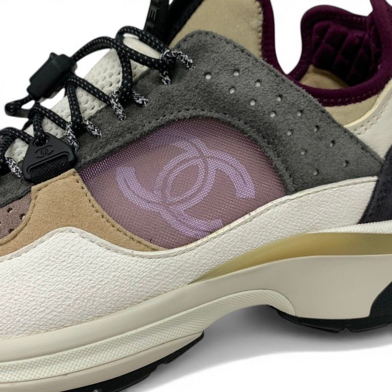 Chanel Sneakers Suede Leather Fabric Multicolor Mesh CC Logo — view 9