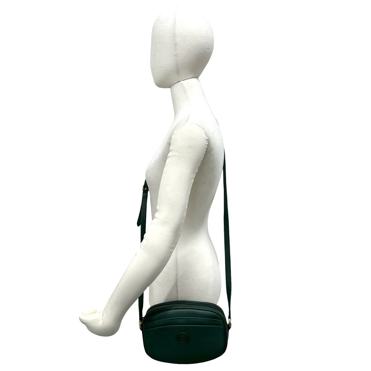 Gucci Vintage GG Logo Leather Shoulder Bag Pochette Crossbody Green — view 2