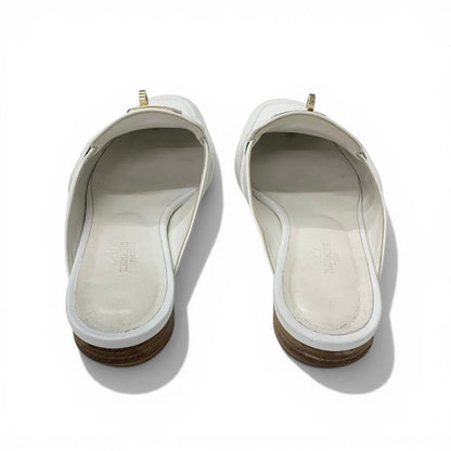 Hermes Oz Sandals Shoes Leather White Gold Mules Kelly Slippers — view 5
