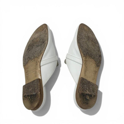 Hermes Oz Sandals Shoes Leather White Gold Mules Kelly Slippers — view 6