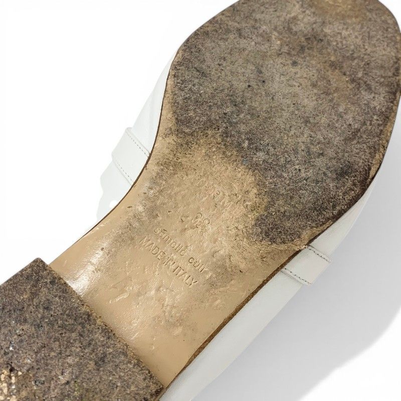 Hermes Oz Sandals Shoes Leather White Gold Mules Kelly Slippers — view 8