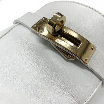 Hermes Oz Sandals Shoes Leather White Gold Mules Kelly Slippers — view 9
