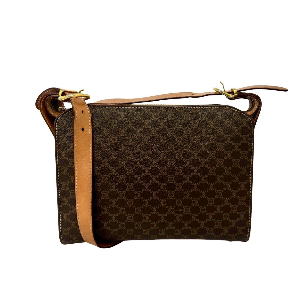 Celine Vintage Magadham Blason Triomphe Pattern Logo Ring Leather Shoulder — view 3