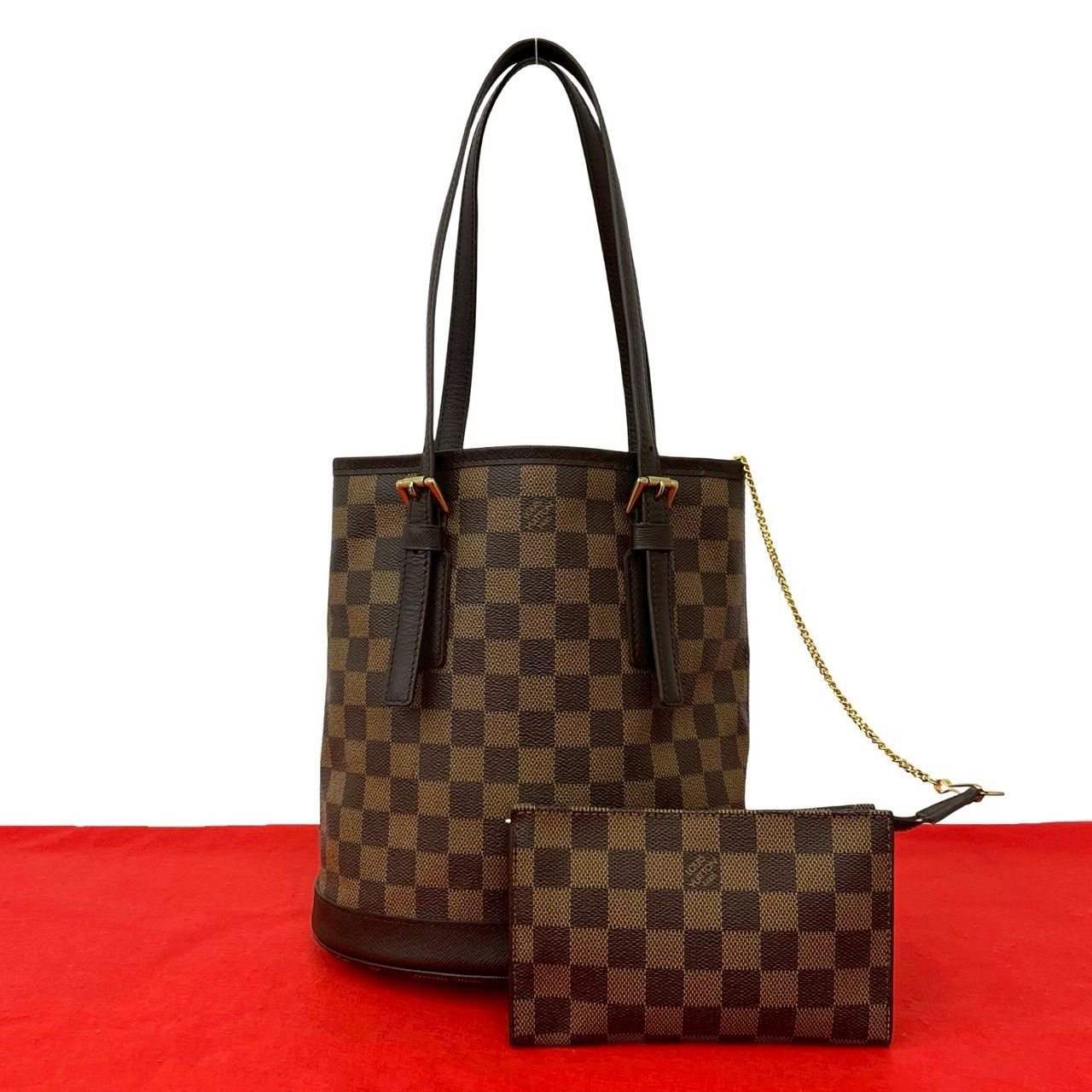 Louis Vuitton Vintage Marais Damier Leather Handbag Mini Tote Brown