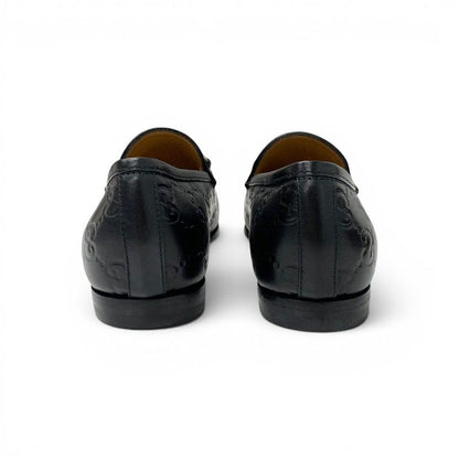 Gucci Loafers Leather Shoes Black Gold Horsebit Logo — view 5