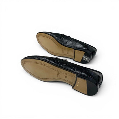 Gucci Loafers Leather Shoes Black Gold Horsebit Logo — view 6