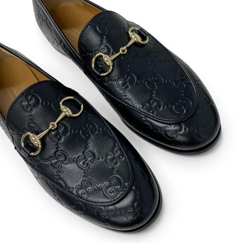 Gucci Loafers Leather Shoes Black Gold Horsebit Logo — view 9