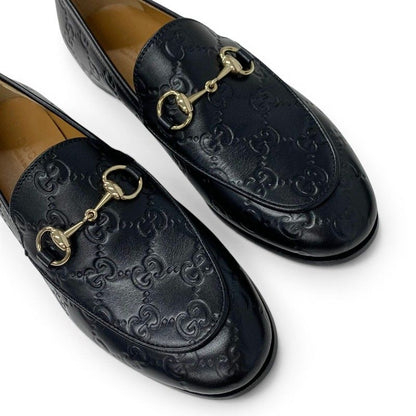 Gucci Loafers Leather Shoes Black Gold Horsebit Logo — view 9
