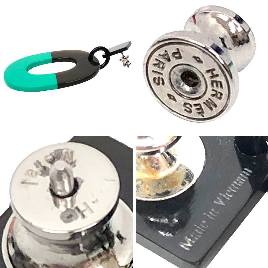 Hermes Earrings Isthme Buffalo Horn Lacquer Green Brown — view 3