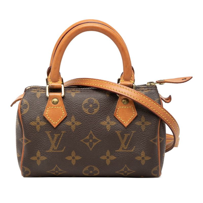 Louis Vuitton Monogram Mini Speedy 2-Way Shoulder Bag Brown Leather