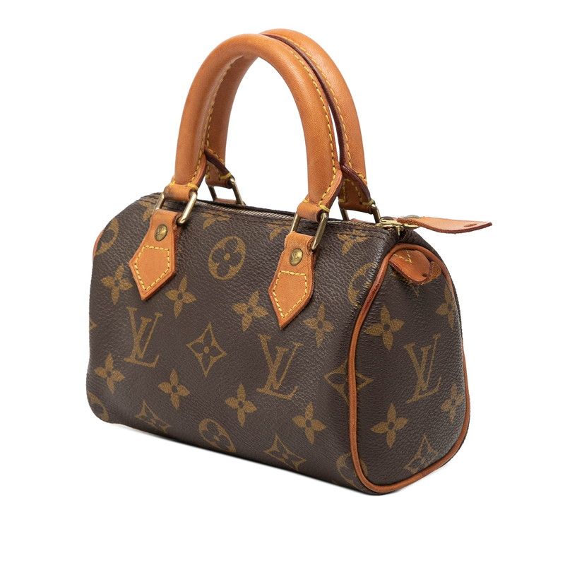 Louis Vuitton Monogram Mini Speedy 2-Way Shoulder Bag Brown Leather — view 2