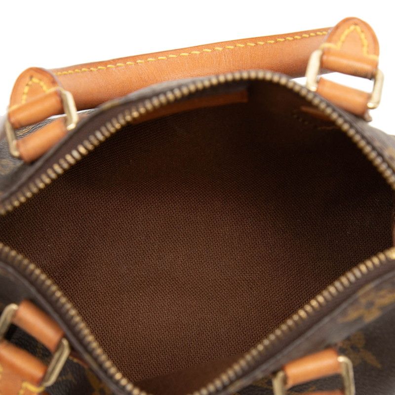 Louis Vuitton Monogram Mini Speedy 2-Way Shoulder Bag Brown Leather — view 4