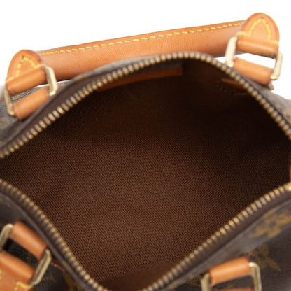 Louis Vuitton Monogram Mini Speedy 2-Way Shoulder Bag Brown Leather — view 4