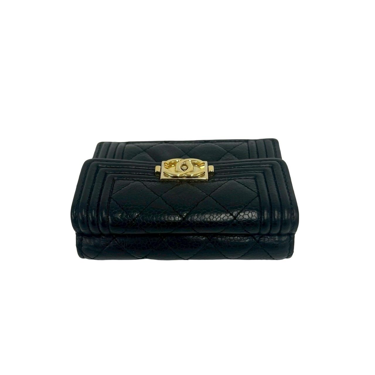 Chanel Card with Caviar Leather Trifold Wallet Black — view 3