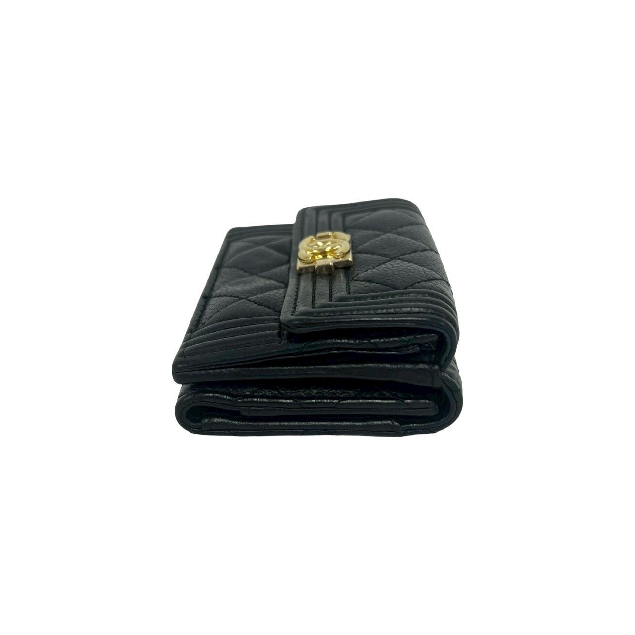 Chanel Card with Caviar Leather Trifold Wallet Black — view 5