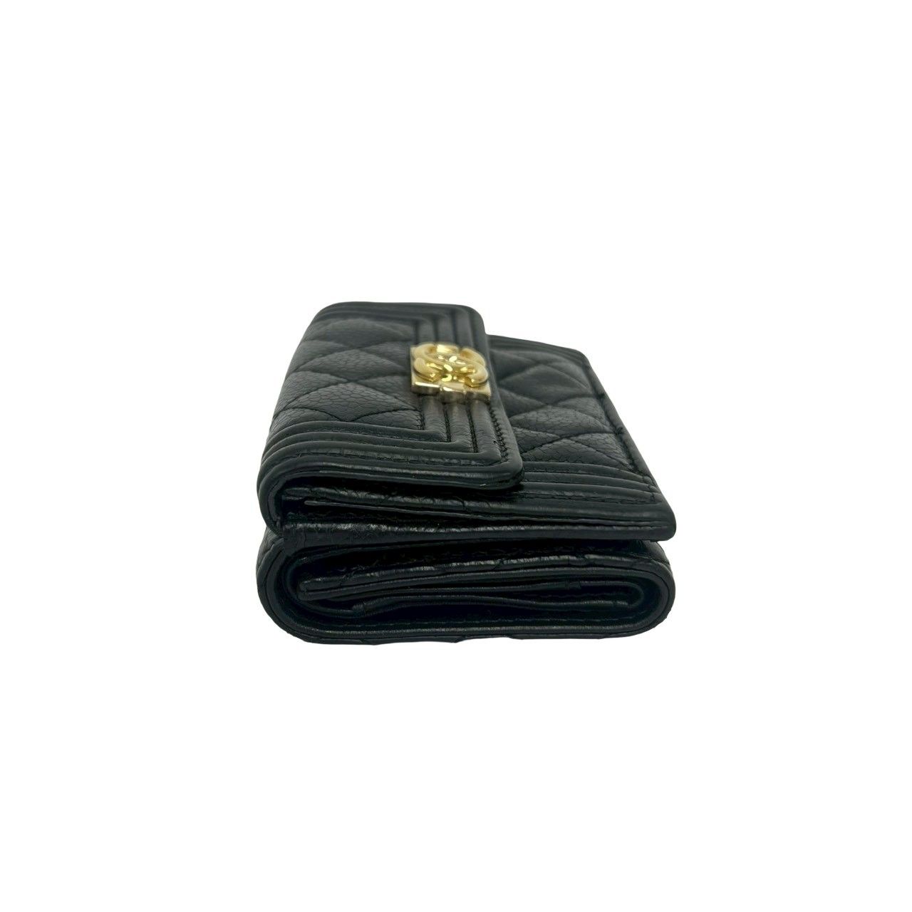 Chanel Card with Caviar Leather Trifold Wallet Black — view 4