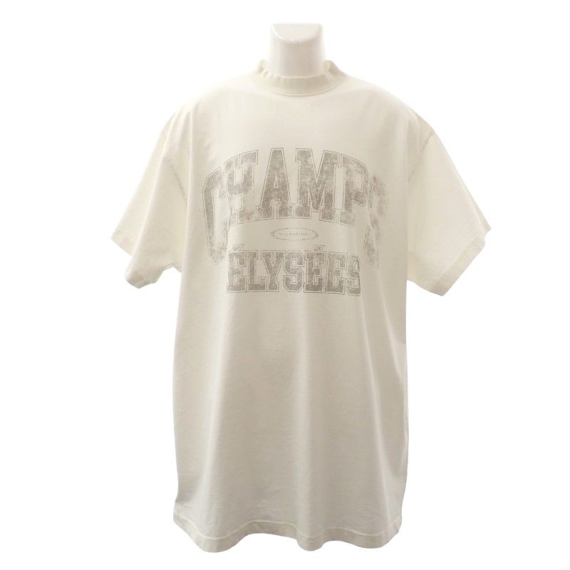 Balenciaga Oversize T-Shirt Champs Elysees 2 Short Sleeve Cotton White