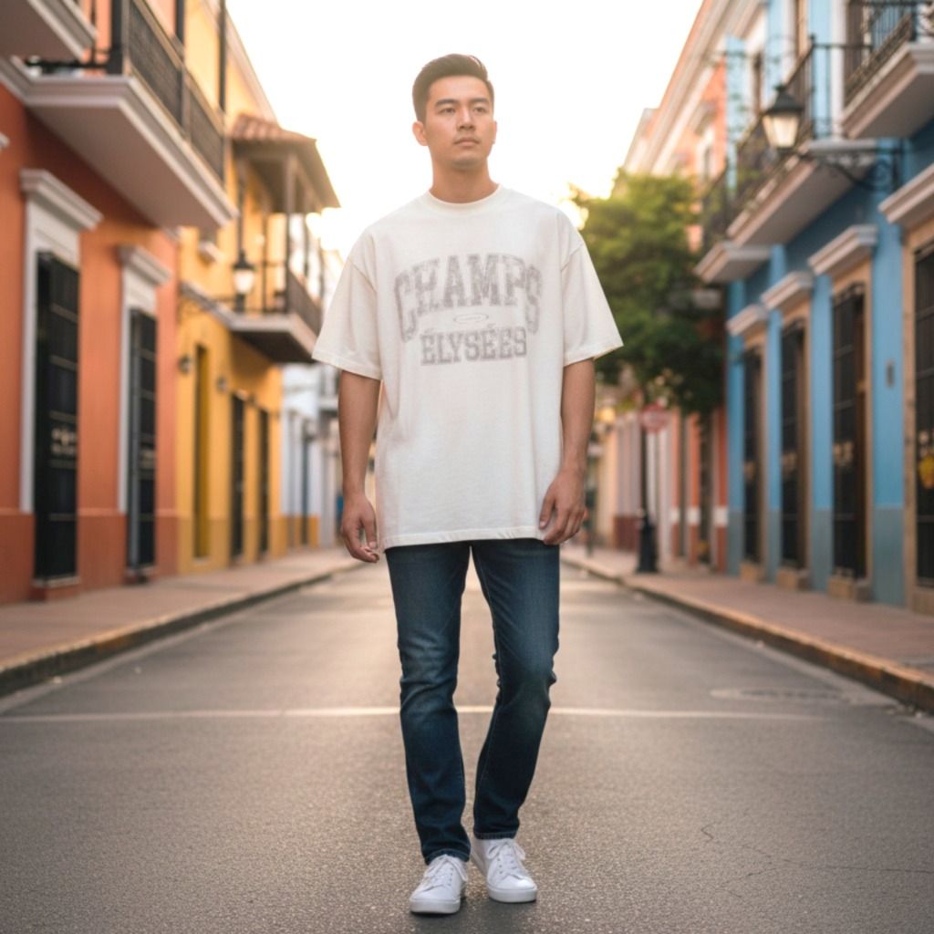 Balenciaga Oversize T-Shirt Champs Elysees 2 Short Sleeve Cotton White