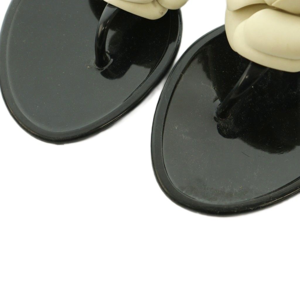 Chanel Camellia Thong Sandals 36 Black — view 3