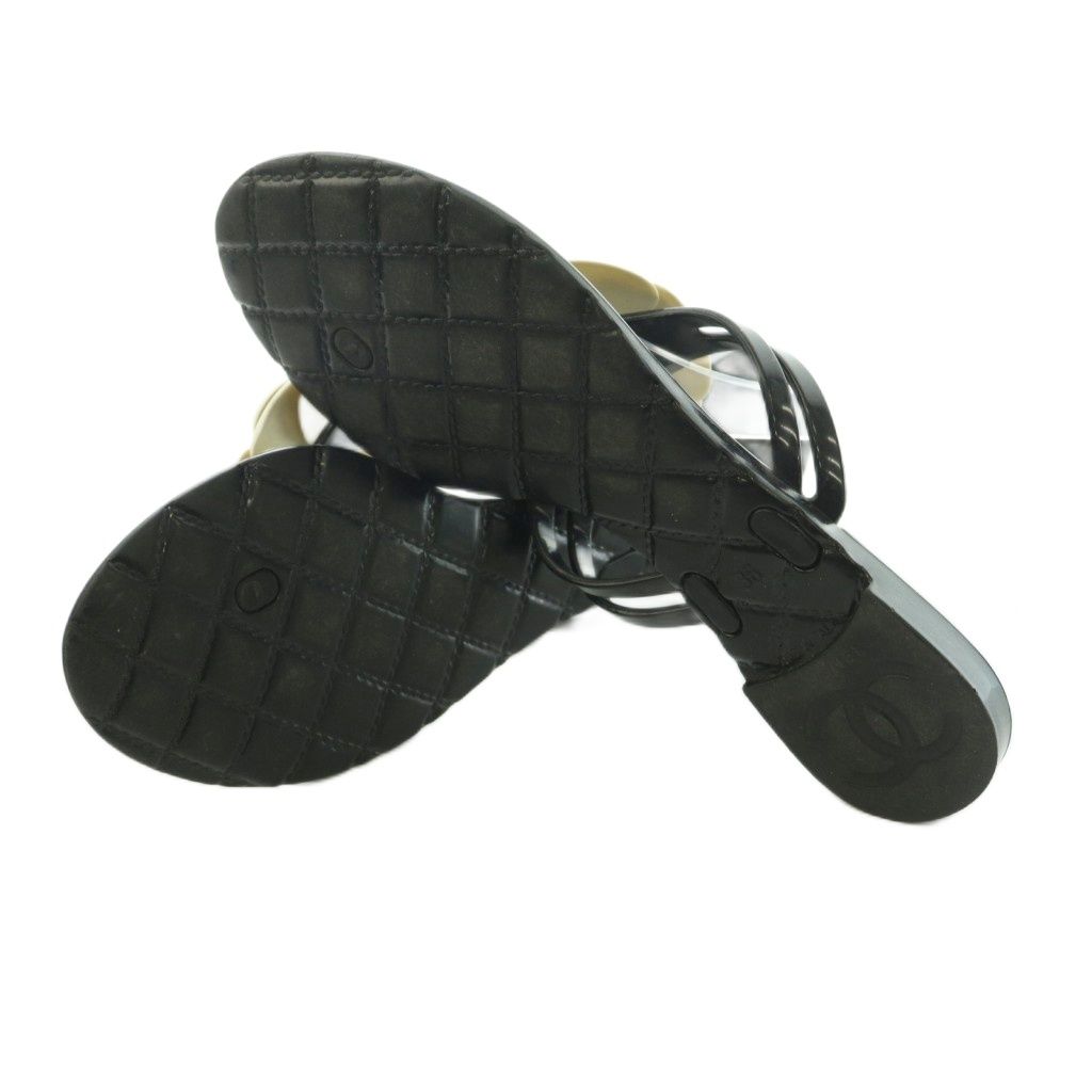 Chanel Camellia Thong Sandals 36 Black — view 6